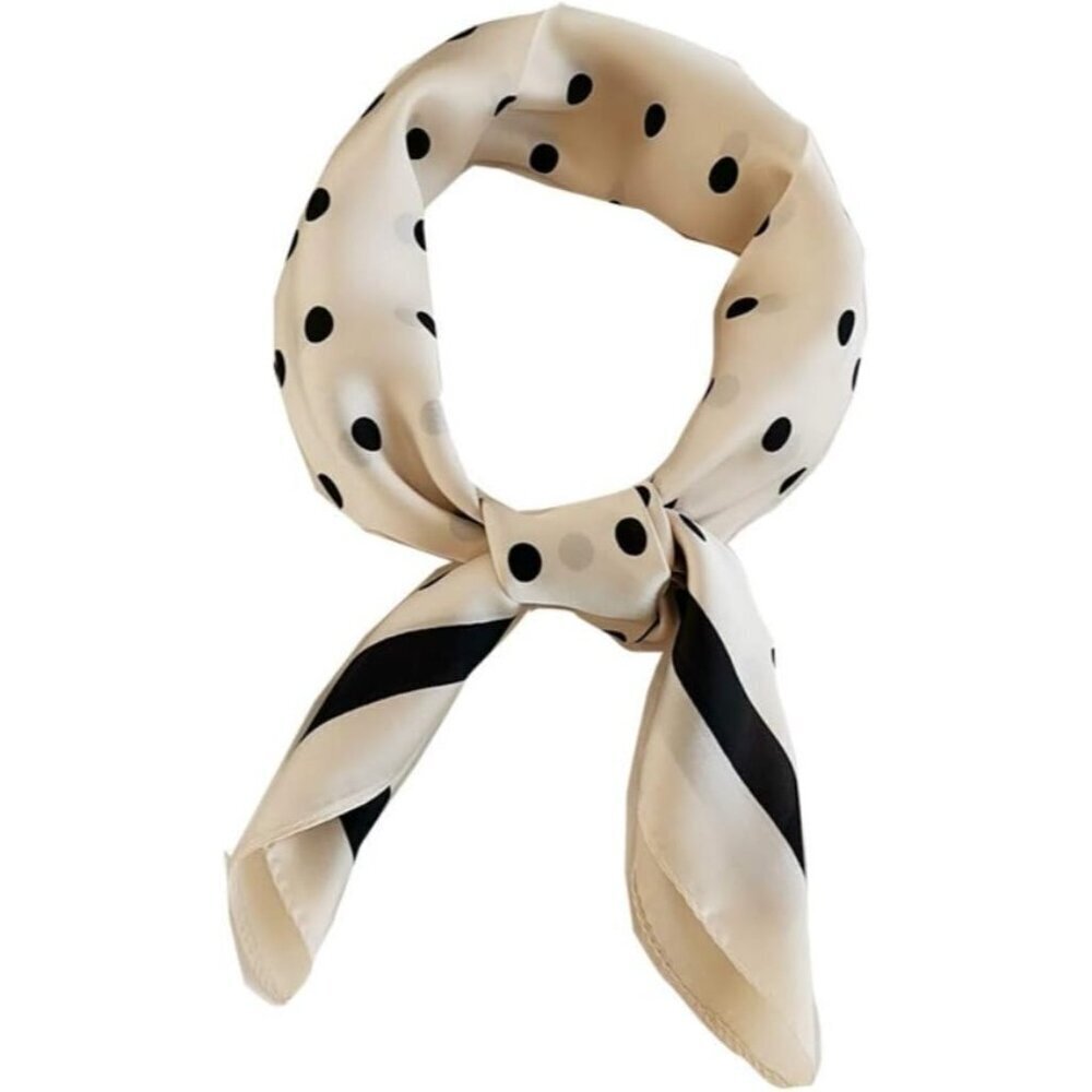 Silk Satin Point Beige Head Scarf Medium Square Hair Scarf for Women 28 Inches
